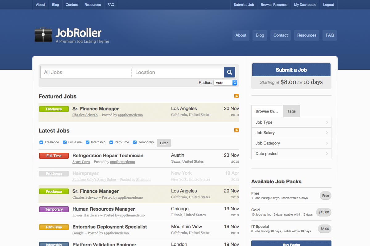 JobRoller WordPress theme screenshot