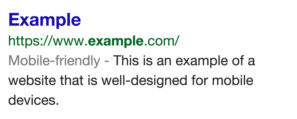 Google's mobile friendly blurb