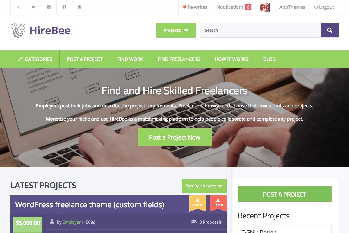 HireBee WordPress theme screenshot