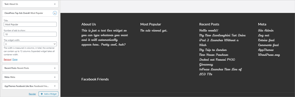 using-widgets-in-footer-classipress